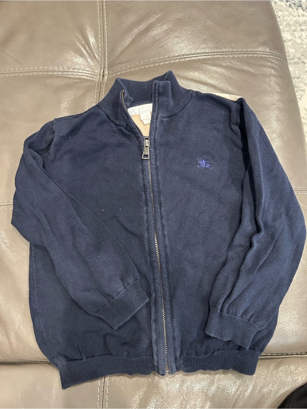 Burberry Navy Blue Full-Zip Kids Sweater